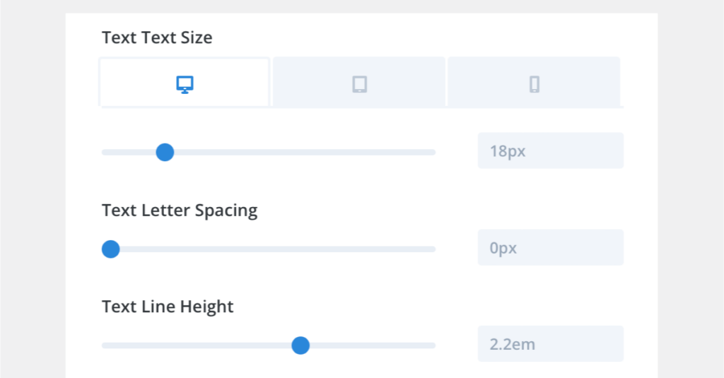 Responsive module settings for desktop, tablet, and mobile in Divi