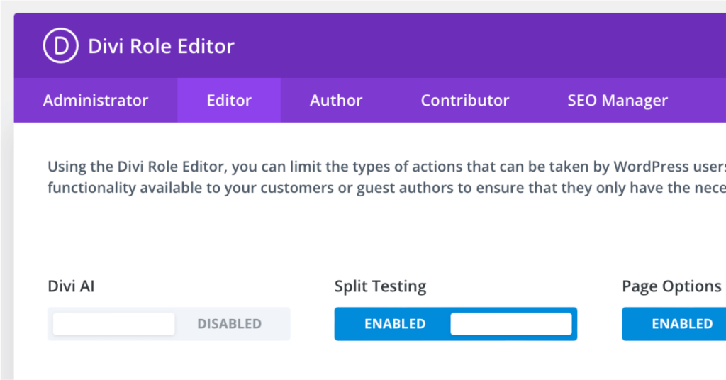 Managing user permissions with Divi Role Editor