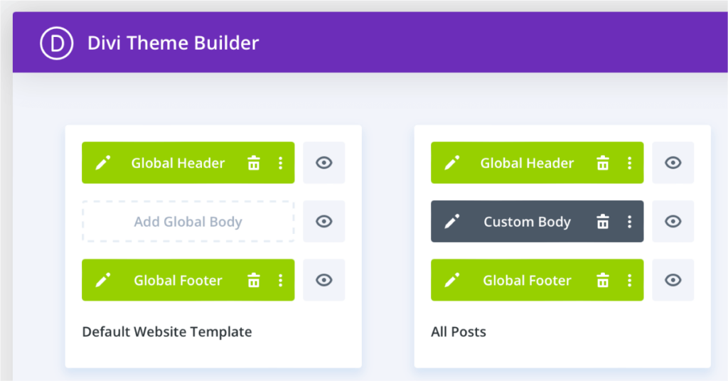 Customizable header and footer options in Divi Theme Builder