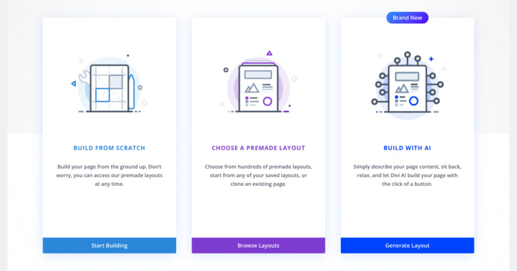 Divi AI Website Builder - Create New Page